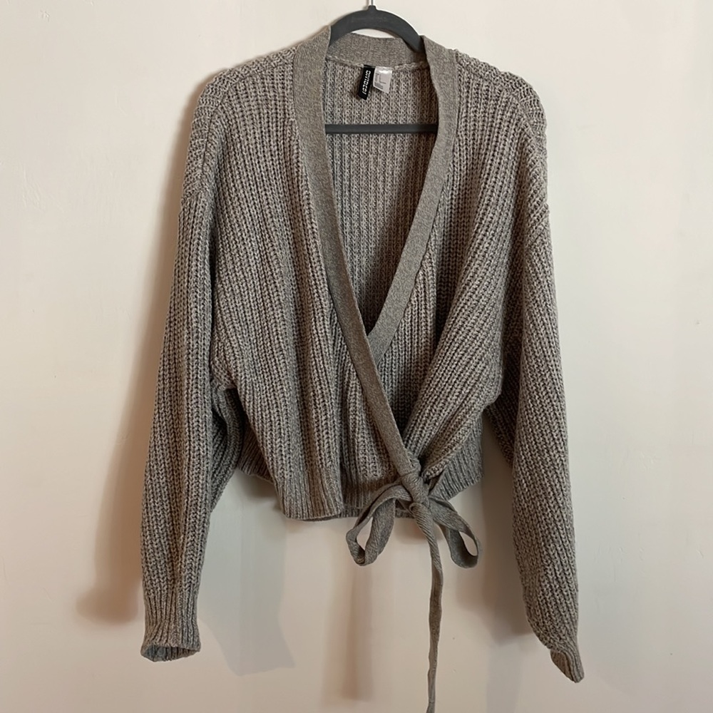 Cable-knit wrap cardigan